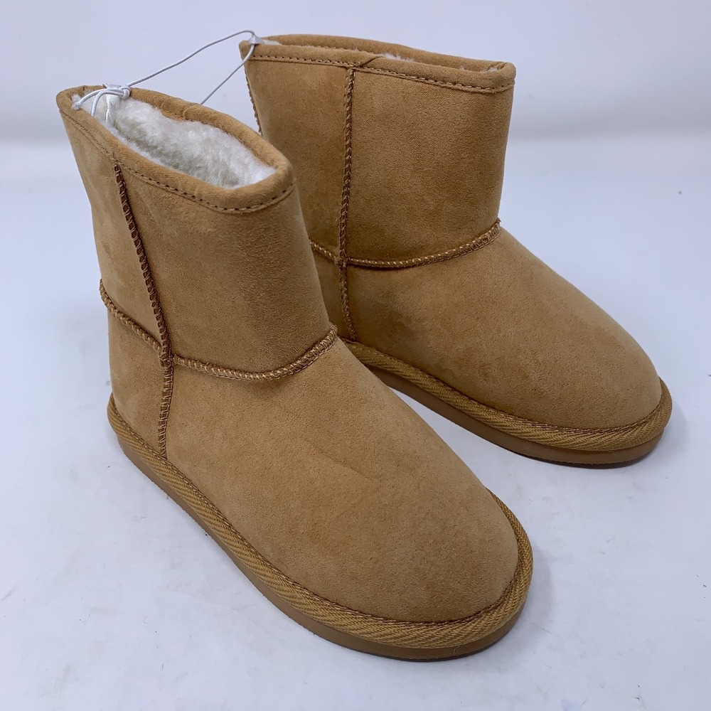 Old Navy Girls Size 10 Brown 510502 Faux Suede Fur Lined Pull-On Snow Boots NWOB